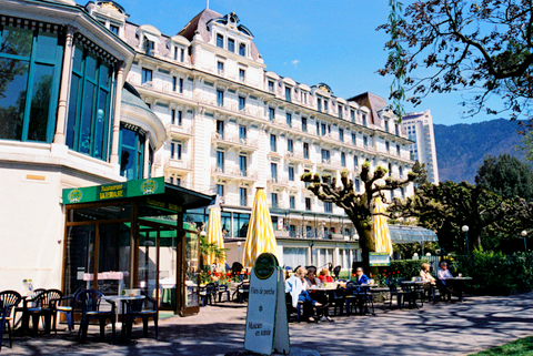 Hotel and Cafe, Montreaux Promenade, Lake Geneva
