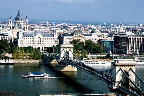 Széchenyi Chain Bridge over the Danube River, Budapest.